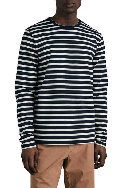Rag & Bone Breton Stripe Long Sleeve Pima Cotton T-shirt In Navy Multi