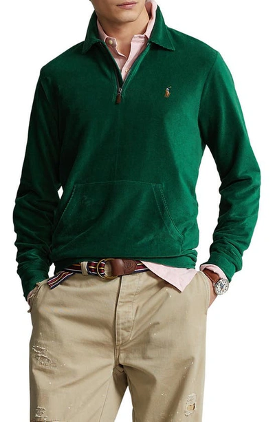 Polo Ralph Lauren Knit Corduroy Quarter Zip Pullover In New Forest