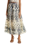 Ulla Johnson Dimitra Tiered Dyed Organza Midi Skirt In Fossil