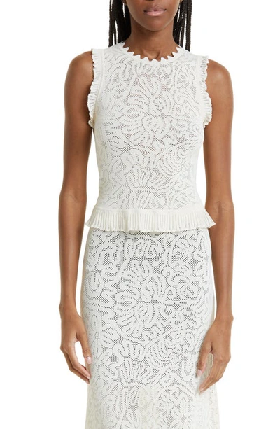 Ulla Johnson Zoe Floral Mesh Tank Top In White