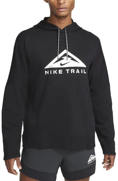 Nike Trail Magic Hour Logo-print Cotton-blend Dri-fit Hoodie In Black/black/white