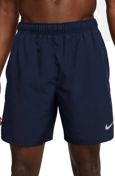 Nike Men's Challenger Dri-fit 7" Brief-lined Running Shorts In Obsidian/obsidian/black/reflective Silver