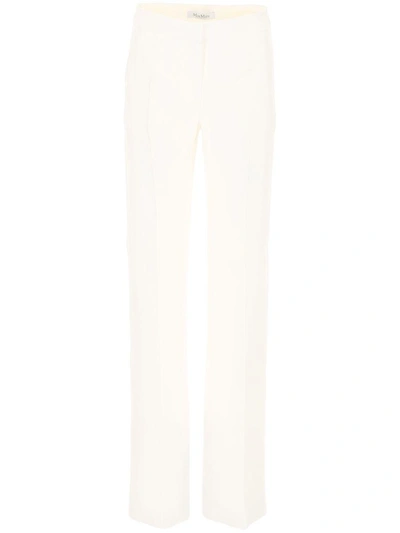 Max Mara Linen Trousers In Bianco Avorio|bianco