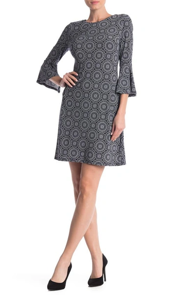 Tommy Hilfiger Printed Bell Sleeve Jersey Dress In Sky Captain/ivory