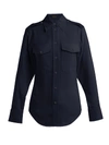 Joseph Rainer Silk Patch-pocket Shirt In Navy