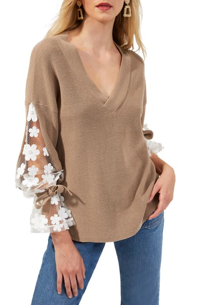 French Connection Caballo Sweater In Camel/ White