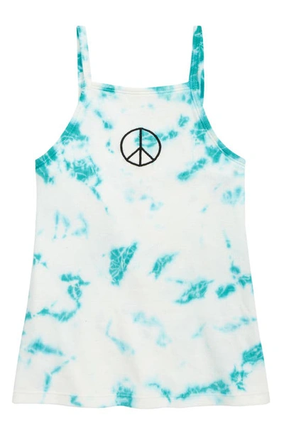 Treasure & Bond Kids' High Neck Tank In Teal Capri Tie Dye