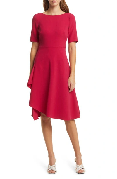 Eliza J Side Ruffle A-line Dress In Pomegranate