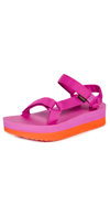Teva Flatform Universal Sandals In Rose Violet + Orangeade