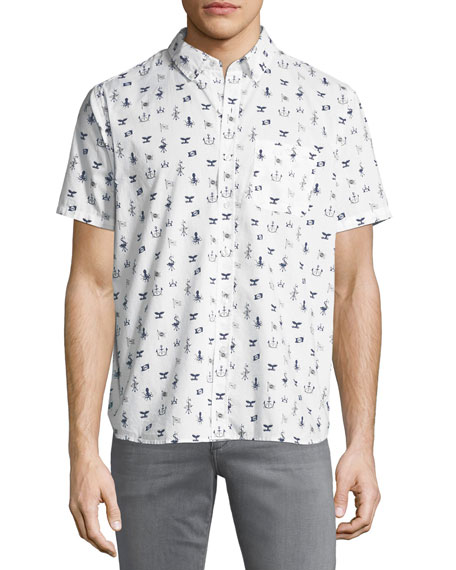  Michael  Bastian  Ocean Matters Print Short Sleeve Button 