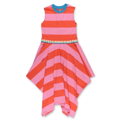 Stella Mccartney Kids' Fuchsia And Red Cotton Jersey Girl  Dress In Multicolor