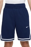 Nike Dri-fit Dna Big Kids' (boys') Basketball Shorts In Midnight Navy/white