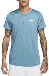 Nike Court Dri-fit Advantage Tennis Half Zip Short Sleeve Top In Green