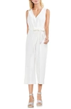 Vince Camuto Sleeveless Belted Wide-leg Jumpsuit In New Ivory
