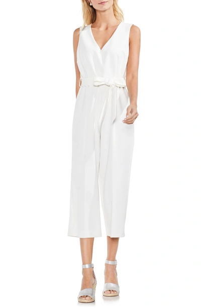 Vince Camuto Sleeveless Belted Wide-leg Jumpsuit In New Ivory