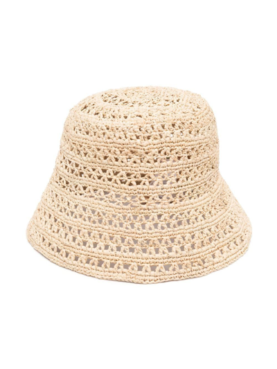 Bonpoint Kids' Woven Raffia Bucket Hat In Neutrals