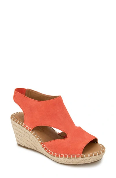 Gentle Souls By Kenneth Cole Cody Espadrille Wedge Sandal In Bright Coral Suede
