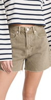 Frame Le Super High Rise Denim Shorts In Stoned Moss