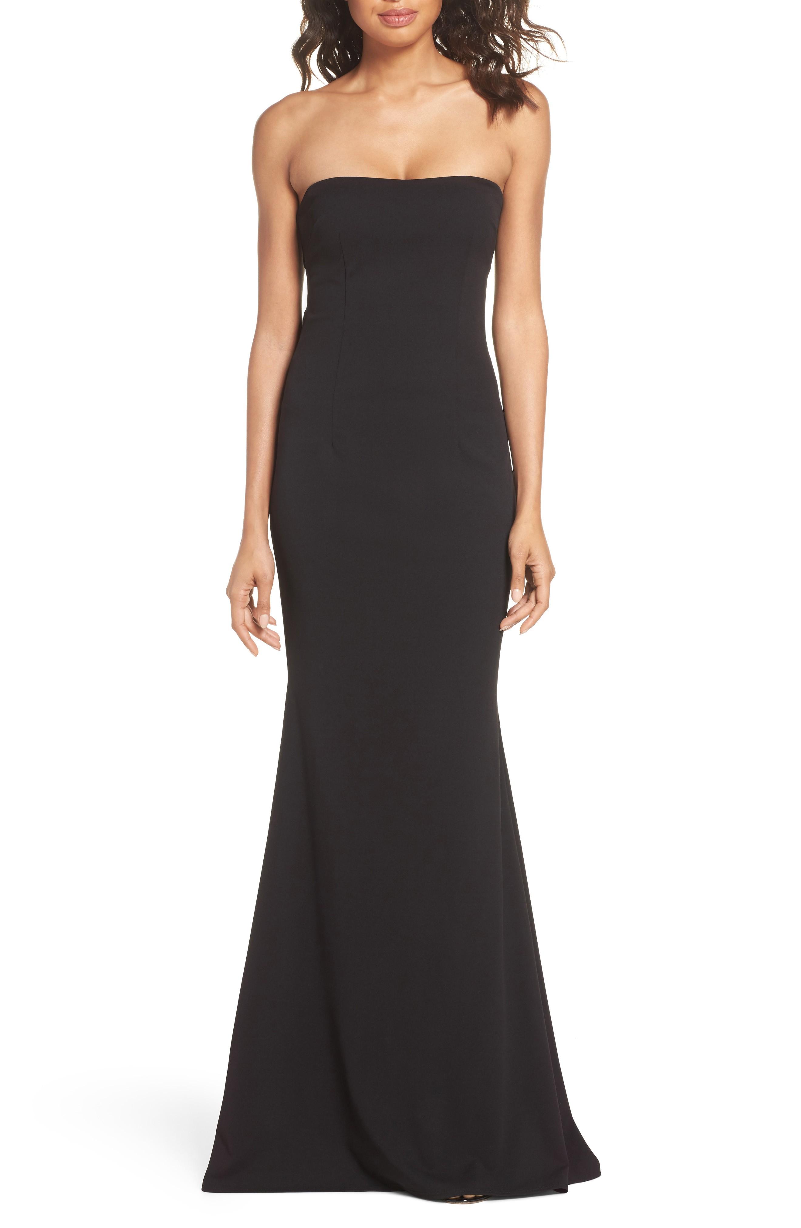 katie may black cowl back gown