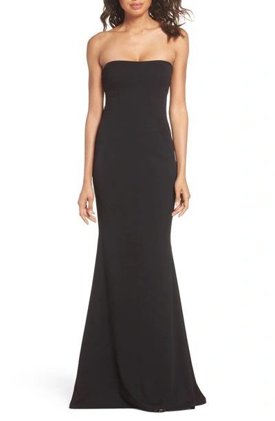 Katie May Mary Kate Strapless Cutout Back Gown In Black