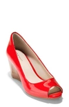 Cole Haan Sadie Open Toe Wedge Pump In Aura Orange Patent