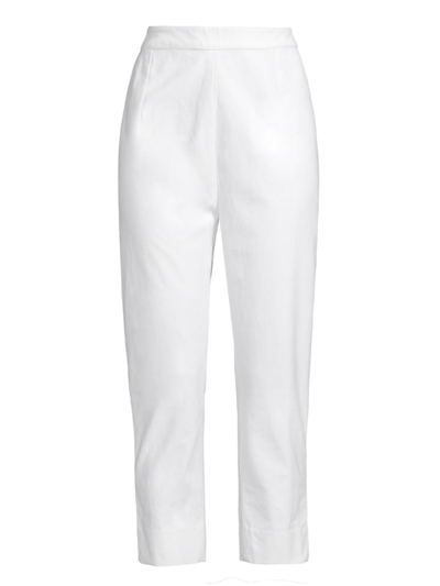 Frances Valentine Women's Lucy Stretch Cotton Straight Crop Pants In White