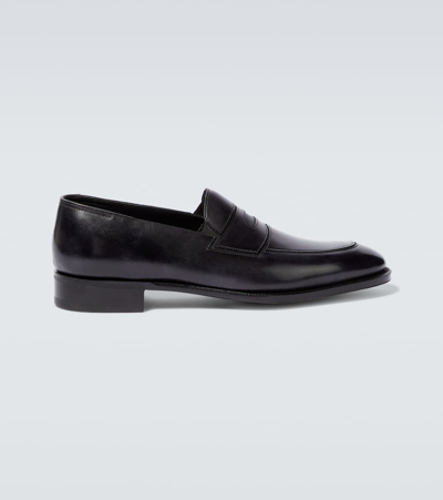 John Lobb Montgomery Leather Oxford Loafers In Black