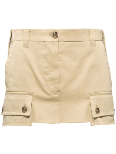 Miu Miu Chino Raw-cut Hem Mini Skirt In Verde