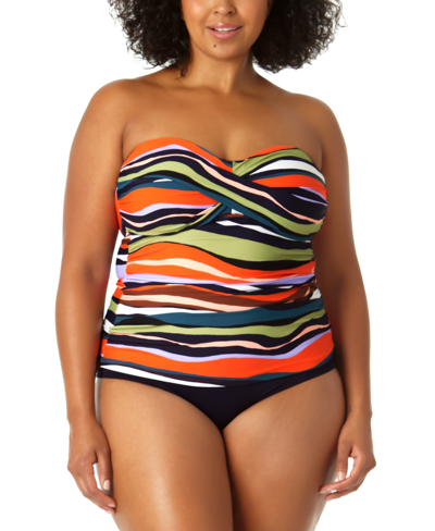 Anne Cole Twist Front Shirred Bandeaukini In Nocolor