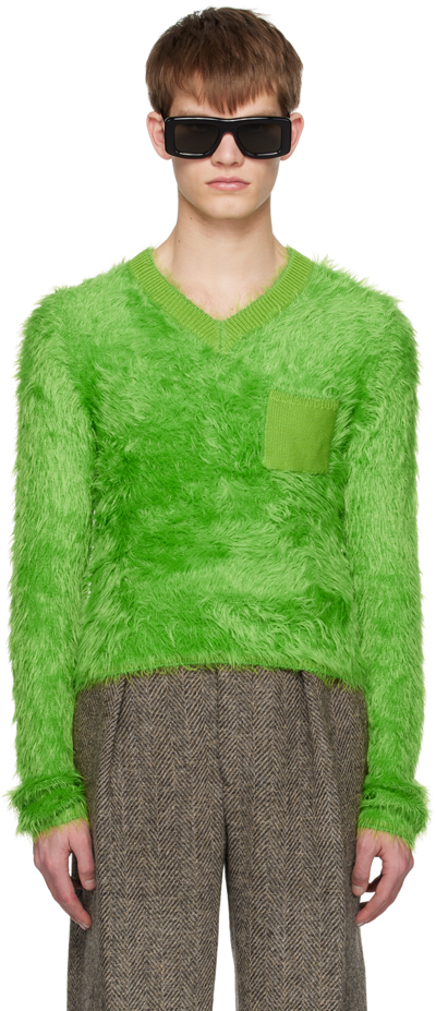 Acne Studios Brushed Stretch-knit Sweater In Green