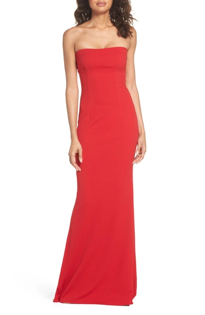 Katie May Mary Kate Strapless Cutout Back Gown In Red