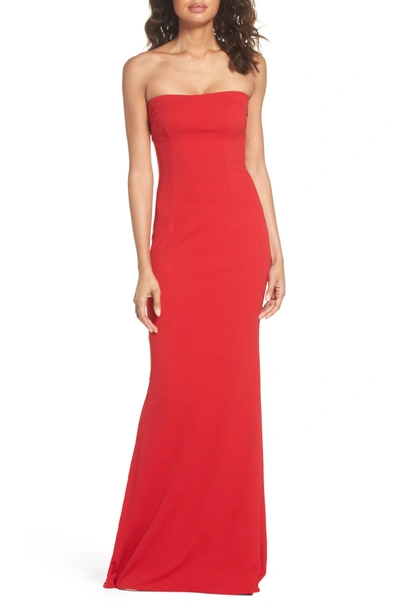 open lace back dress NWT Katie May Bhldn Wine Red Off the Shoulder Gown Formal Dress Size 6 –  Queen City Resale main image 1