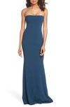 Katie May Mary Kate Strapless Cutout Back Gown In Teal