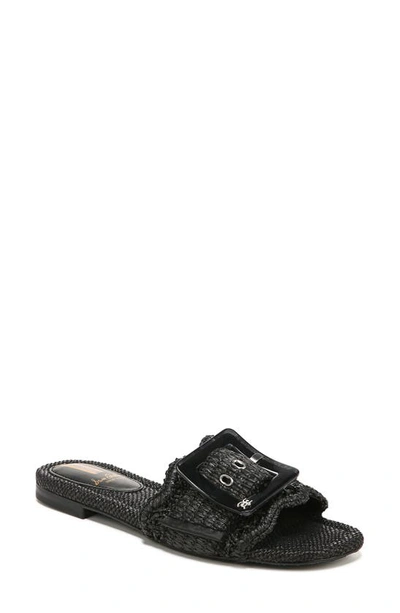 Sam Edelman Women's Bambi Raffia Buckle Slide Sandals Women's Shoes In Black