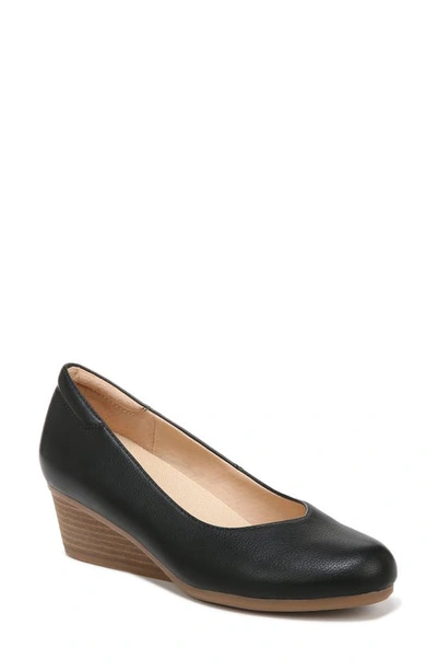 Dr. Scholl's Women's Be Ready Wedge Pumps In Black Faux Leather