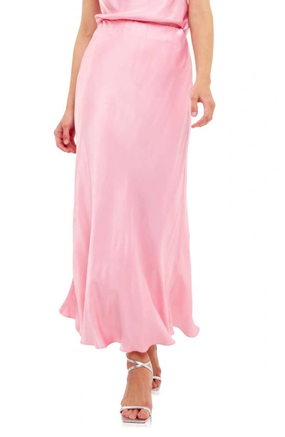 Grey Lab Satin Cowl Neck Top In Bubblegum Pink