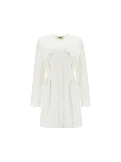 Fendi Midi Dress In White