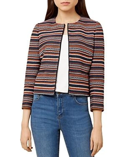 Hobbs London Tammi Striped Tweed Jacket In Navy Multi