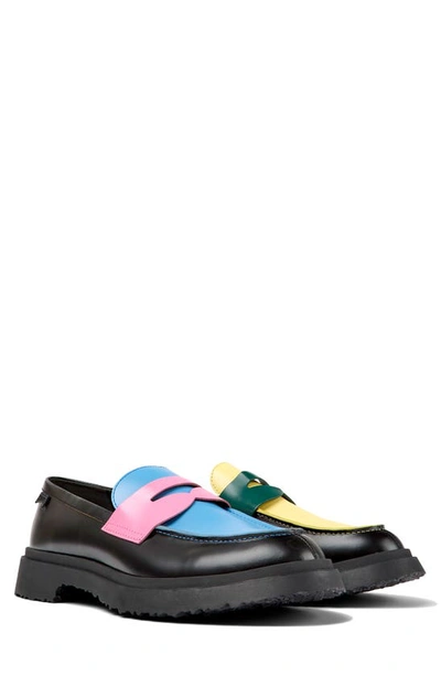 Camper Walden Twins Leather Loafers In Black Multi 2