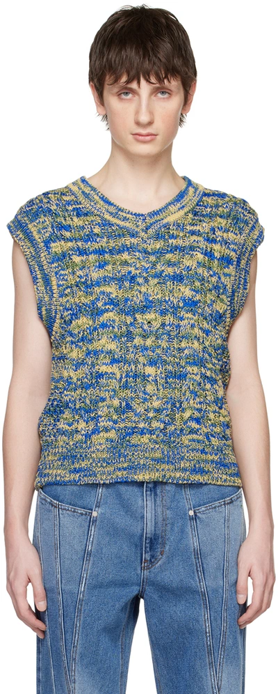 Andersson Bell Abstract-knit V-neck Vest In Blue