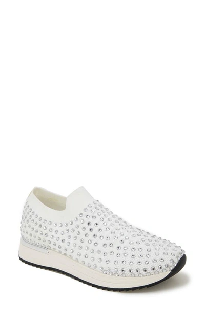 Reaction Kenneth Cole Cameron Embellished Jewel Platform Sneaker In White