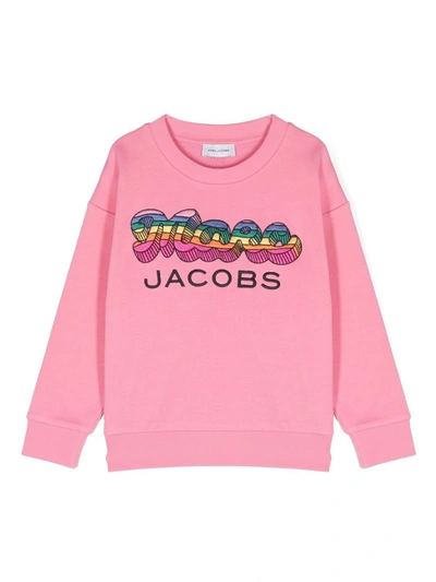 Marc Jacobs Kids' Logo-embroidered Crew-neck Sweatshirt In Pink