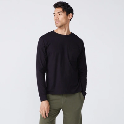 Monrow Long Sleeve Pocket Crew In Black