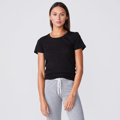 Monrow Super Fine Jersey Fitted Crew Neck Tee In Black