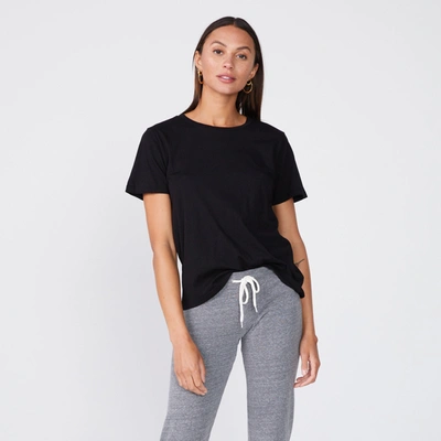 Monrow Super Fine Jersey Oversized Crew Neck Tee In Black