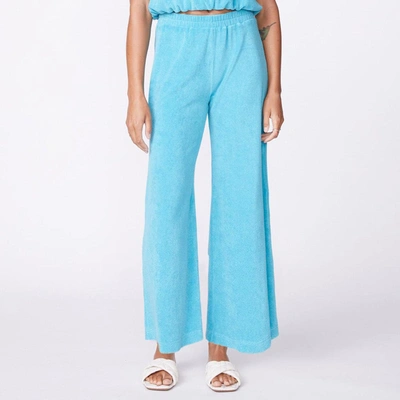 Monrow Archives Terry Cloth High Waisted Flare Sweat In Sky