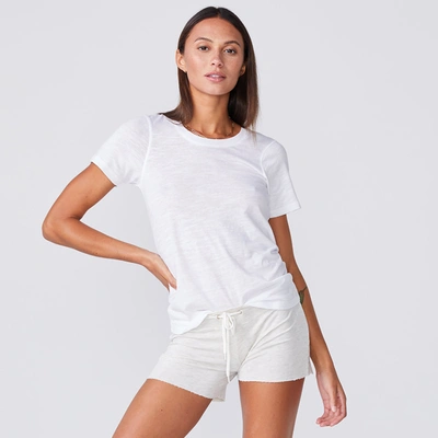 Monrow Textured Tri-blend Fitted Crew Neck Tee In White