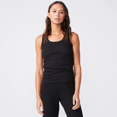 Monrow Textured Tri-blend Narrow Tank In Black
