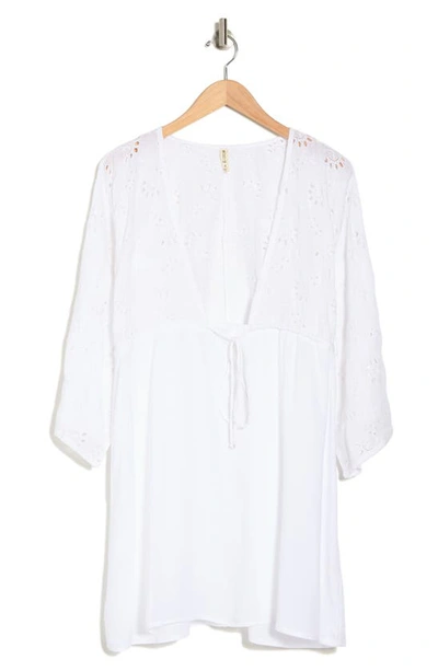 Boho Me Eyelet Tie Front Coverup In White