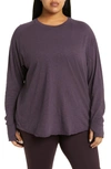 Zella Relaxed Washed Long Sleeve T-shirt In Purple Nebula